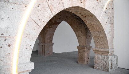 Fototapeta premium Elegant Stone Archway Interior with Soft Glow