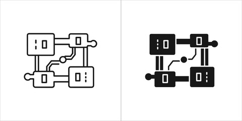 Blockchain icon in outline and glyph style