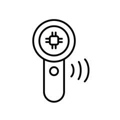 A vector icon of a handheld scanner, used for identifying pet microchips, created in line style with editable stroke