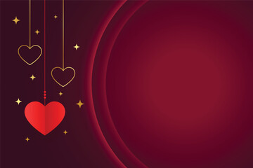 paper style hanging hearts for valentine's day with text space