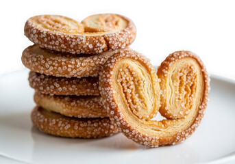 Fototapeta premium Stack of palmiers pastry cookies isolated on transparent background
