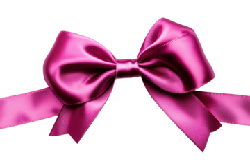 Fuchsia satin bow isolated on a transparent background