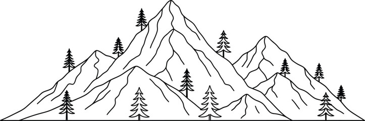 Mountain range peaks trees nature landscape outdoor adventure travel tourism hike