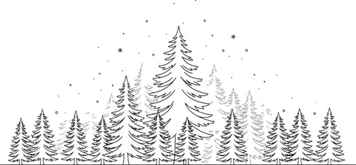 Winter forest trees snow christmas nature landscape woodland pine holiday season art