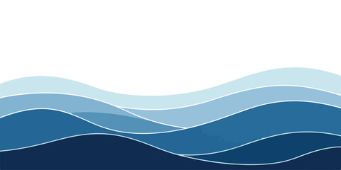 Abstract blue wave background layered wavy shapes in different shades vector illustration for graphic design projects