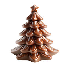 A chocolate christmas tree isolated on transparent background, a sweet holiday treat