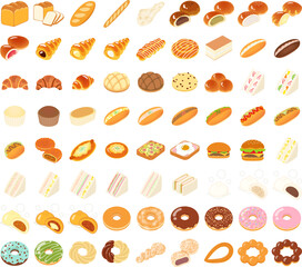 パンとドーナツのアイコンセット