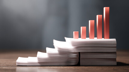 Visualizing joint venture deal through negotiation, this shows stacked papers and rising bars