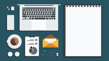 Set of Working desk illustration