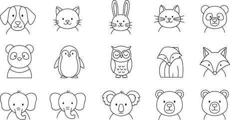 Animal dog cat rabbit panda penguin owl fox elephant koala bear cartoon cute