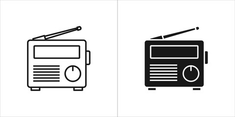 Classic radio receiver with antenna, vector illustration