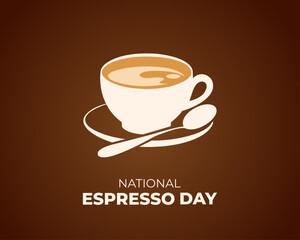 National Espresso Day coffee cup illustration. 23 November. template for brown background with banner, poster. Vector illustration.