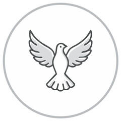 Obraz premium White flying dove line art icon in a circle symbolizing peace freedom and spirit