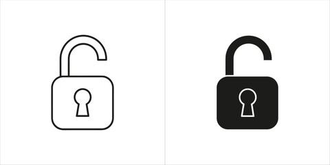 Open padlock icon in outline and glyph style