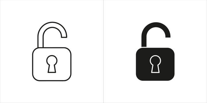Open padlock icon in outline and glyph style