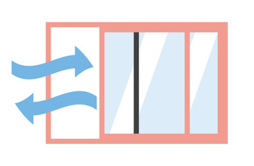 窓を開けて換気をしているイメージイラスト