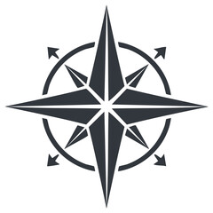 Fototapeta premium Stylized dark compass rose navigation symbol for travel, guidance, and orientation design