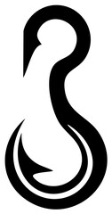 Obraz premium Vector illustration of a stylized black fish hook with a serpentine S curve