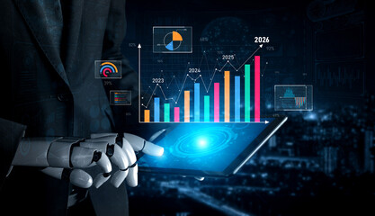 AI artificial intelligence powers business growth with predictive planning tools, innovation...