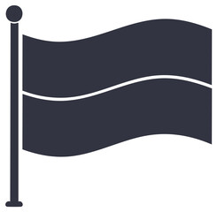 Obraz premium Dark Gray Waving Flag Illustration with Pole and Stripe on white background