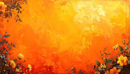 Autumnal floral backdrop with warm orange hues