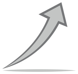 Curved Arrow Pointing Upwards Right Directional Growth, Trend, Progress on White Background