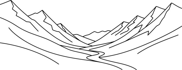 Mountain range valley river landscape nature outdoors travel scenery peaks view