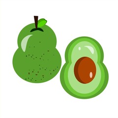 Clean and simple avocado and sliced avocado illustration. Great for healthy eating content, vegan recipes, and food-related designs.