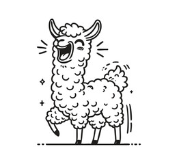 Happy Llama - Cheerful Bold Outline Vector Illustration