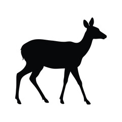 Elegant Silhouette of a Deer Walking Peacefully on a White Background, deer walking silhouette vector illustration