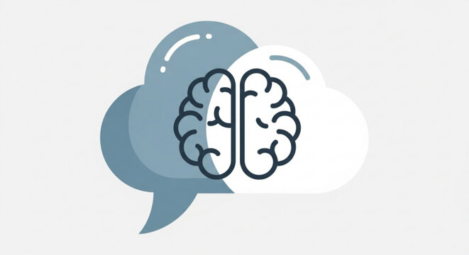 Brain inside a cloud, representing cloud computing, artificial intelligence, and data analysis concept of technology