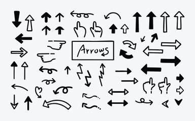 Hand drawn arrows on black