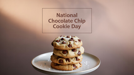 Stack of chocolate chip cookies on a plate celebrating National Chocolate Chip Cookie Day