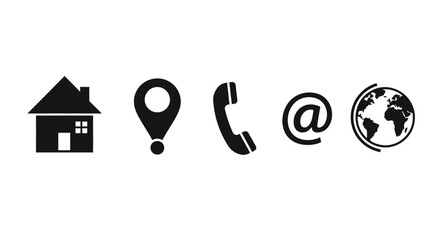 Contact information icons set with transparent background