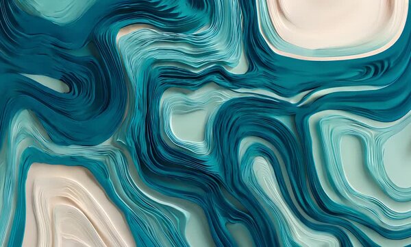 Abstract geometric shapes in a repeating pattern with a dark background and a vibrant teal and blue color palette creating a modern visual design