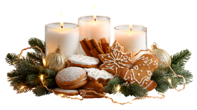 Festive Christmas Arrangement, isolated on transparent background