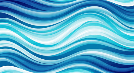 Dynamic ocean waves pattern with vibrant blue and white flowing lines, perfect for modern design and serene backdrops.