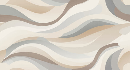 Serene flowing waves in a calming palette of beige, taupe, and soft grey creates a tranquil abstract backdrop ideal for sophisticated design projects
