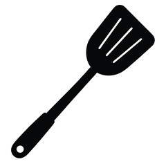 Spatula Kitchen Utensil Cooking Tool Flipping Food Grilled Symbol Black Icon