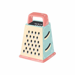 Colorful kitchen grater with handle in retro style  