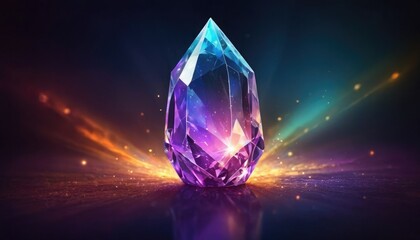 Glowing Crystal Vector Illustration with Sparkling Light Effects, Mystical and Abstract Design. 3