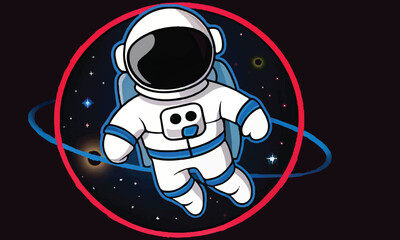 Cute Astronaut Illustration Set – Space Explorer Vector Design with Planets and Stars .