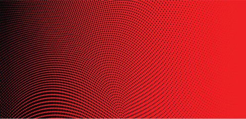 Polka dot pop art halftone pattern. Red dots on black background
