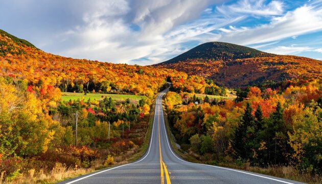 Autumn road winding through colorful forest (1)
