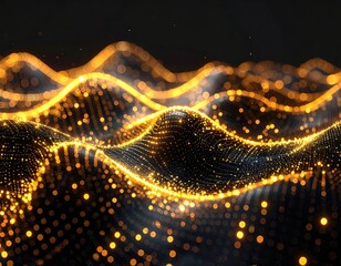 Abstract golden wave patterns on a dark background