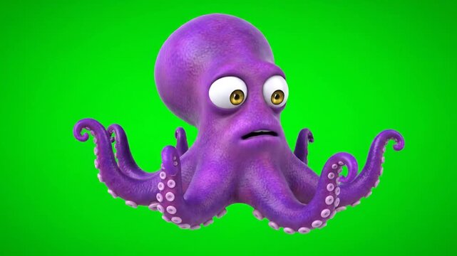 Confused octopus waving tentacles animation. Perfect for fun, quirky projects