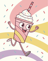 Happy Cartoon Milkshake Character