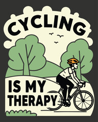 "Cycling is My Therapy" Bicycle Motivation T-Shirt Design