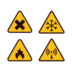 Road Warning Signs Set – Triangle Traffic Symbols and Caution Vector Illustration
