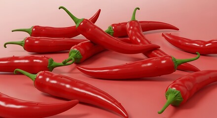Vibrant Red Chili Peppers - A Spicy Culinary Delight.